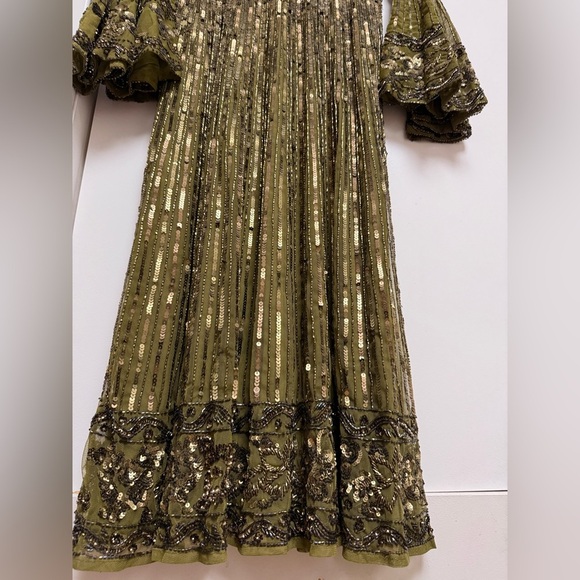 NWT Mac Duggal 5591 LightOlive 3/4 Sleeve V Neck A Line Dress Size 6 - Picture 15 of 17